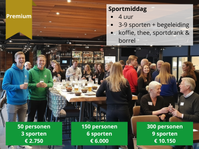 Collega's aan de borrel in het sportcaf&eacute; van Olympos na de Sportmiddag Premium